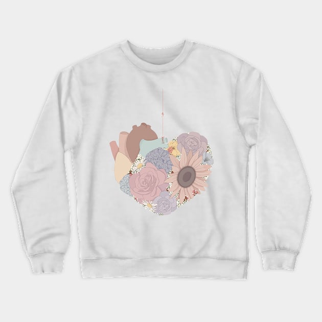 Blooming Heart Crewneck Sweatshirt by maniacodamore